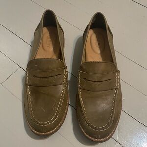 Sperry olive green loafers